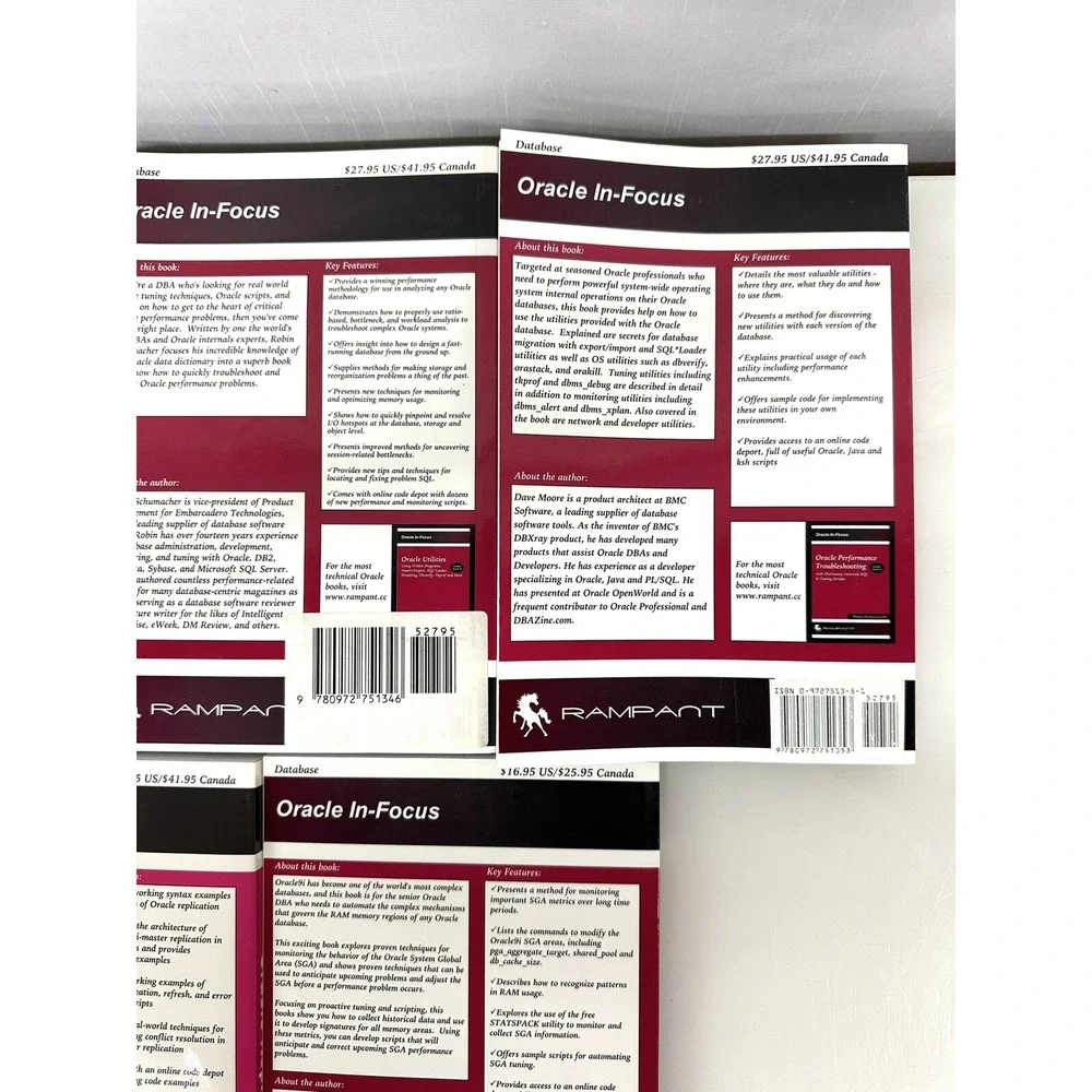 SET of 5 Books ORACLE In-Focus MIKE AULT'S/Donald K.Burleson/Jhon Garmany/Dave